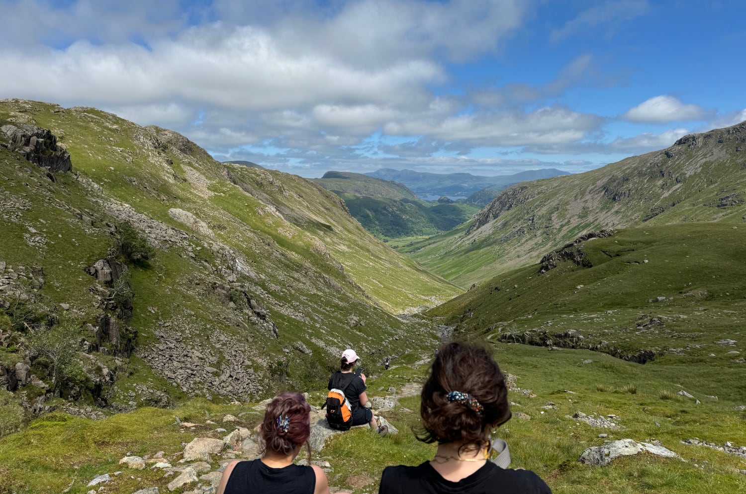 View into a valley from near the peak of Scafell Pike